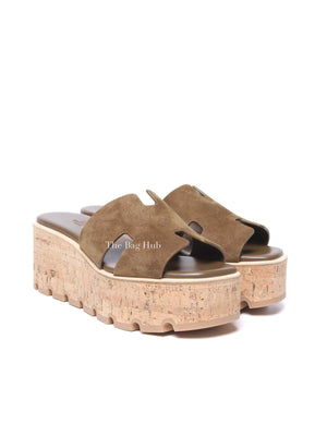 Hermes Vert Toundra Suede/Leather Eze 30 Sandals Size 36