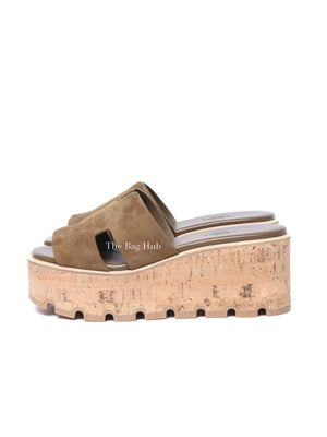 Hermes Vert Toundra Suede/Leather Eze 30 Sandals Size 36