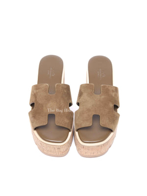 Hermes Vert Toundra Suede/Leather Eze 30 Sandals Size 36