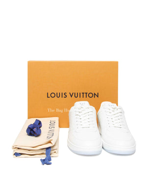Louis Vuitton White Soft Calfskin Monogram Leather Rivoli Sneakers Size 7.5