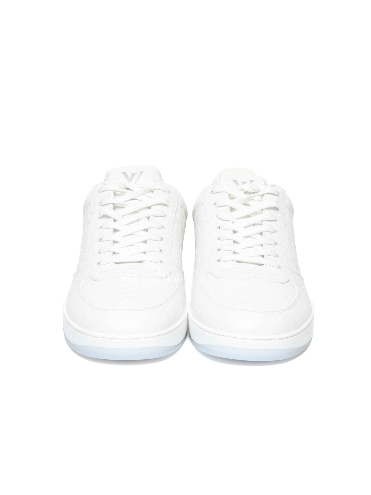 Louis Vuitton White Soft Calfskin Monogram Leather Rivoli Sneakers Size 7.5