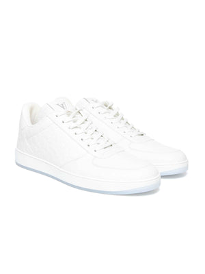 Louis Vuitton White Soft Calfskin Monogram Leather Rivoli Sneakers Size 7.5