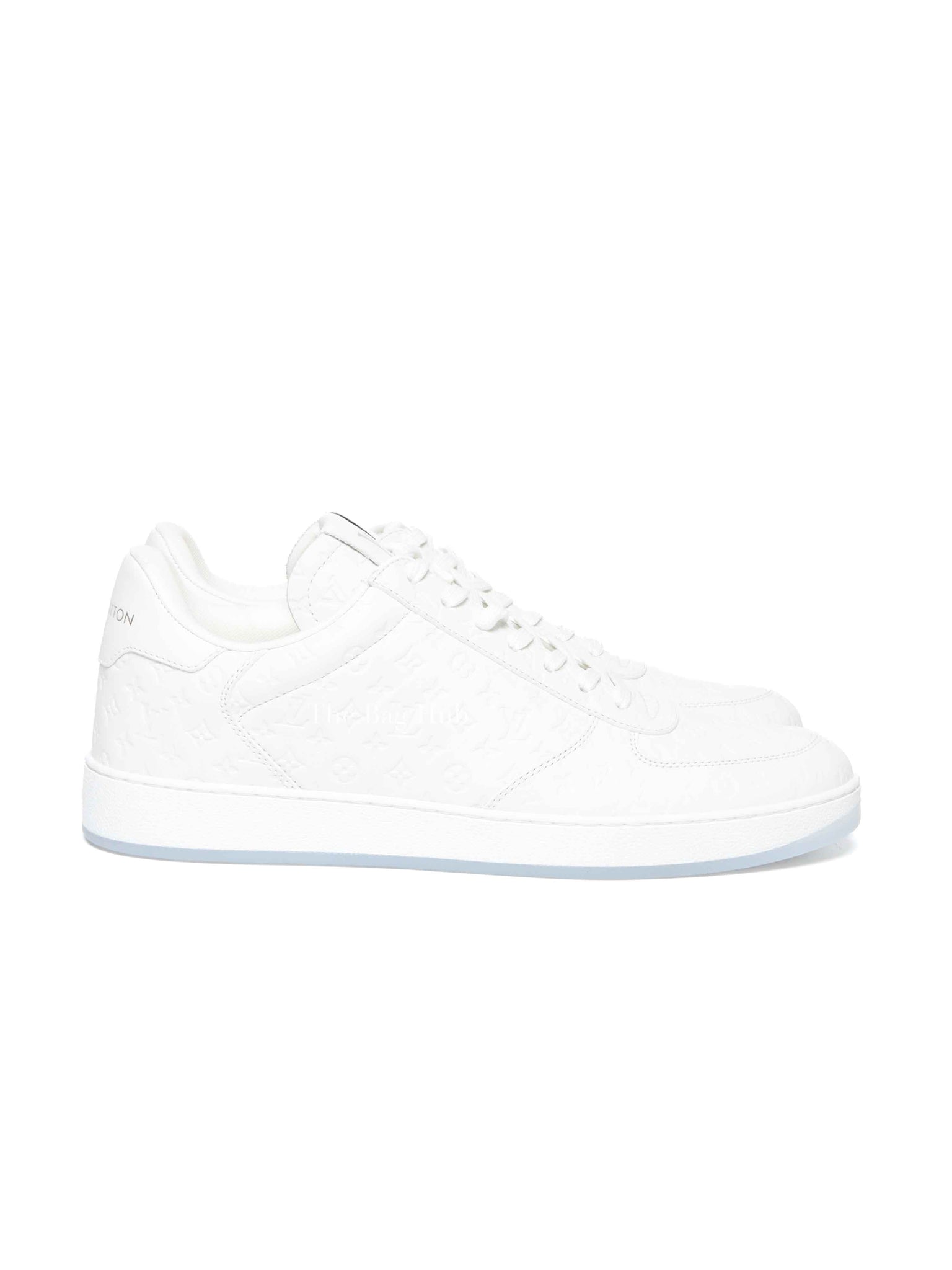 Louis Vuitton White Soft Calfskin Monogram Leather Rivoli Sneakers Size 7.5