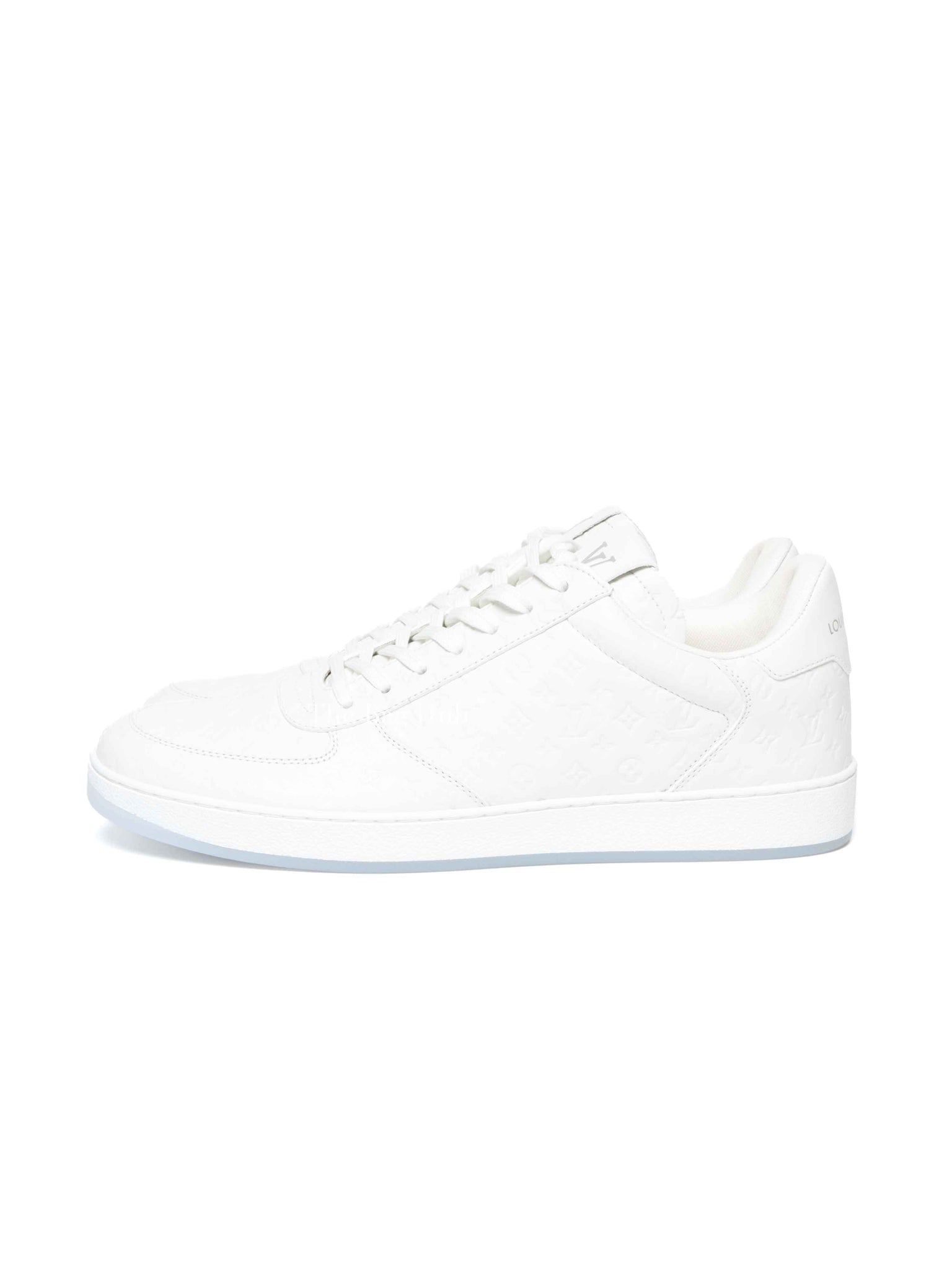 Louis Vuitton White Soft Calfskin Monogram Leather Rivoli Sneakers Size 7.5