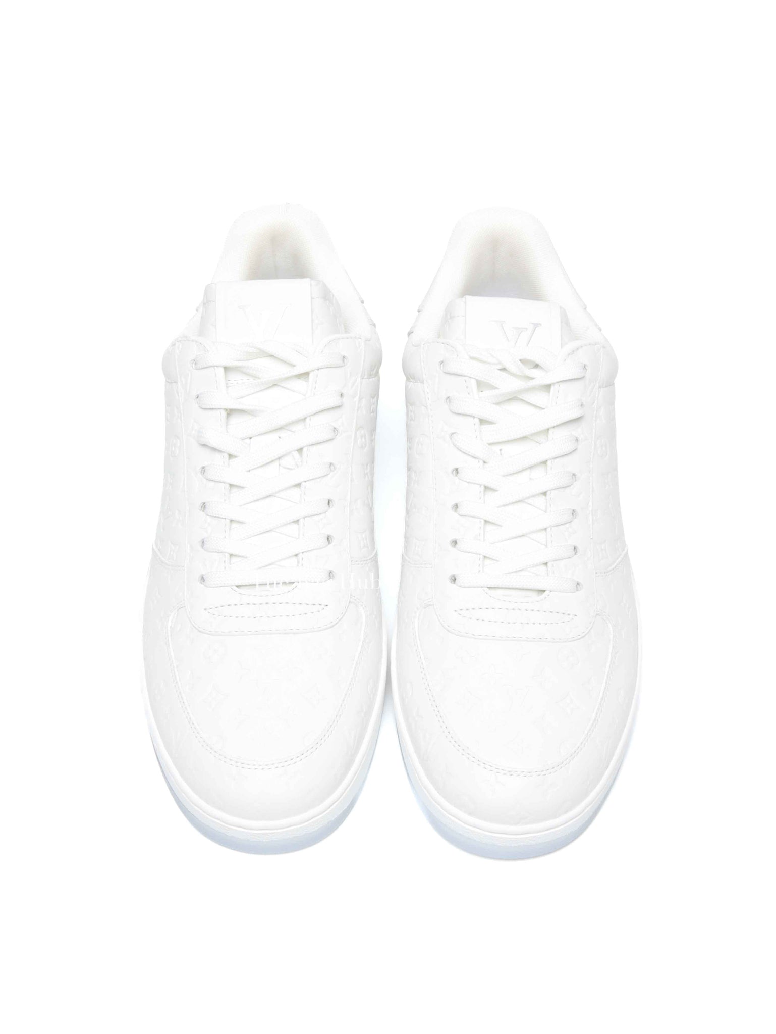 Louis Vuitton White Soft Calfskin Monogram Leather Rivoli Sneakers Size 7.5