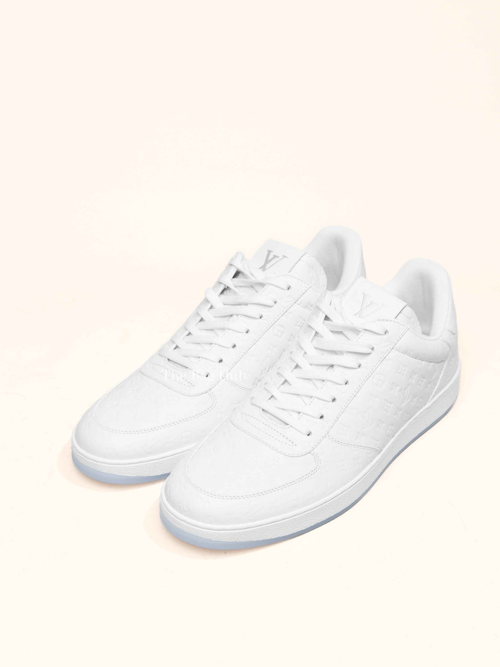 Louis Vuitton White Soft Calfskin Monogram Leather Rivoli Sneakers Size 7.5