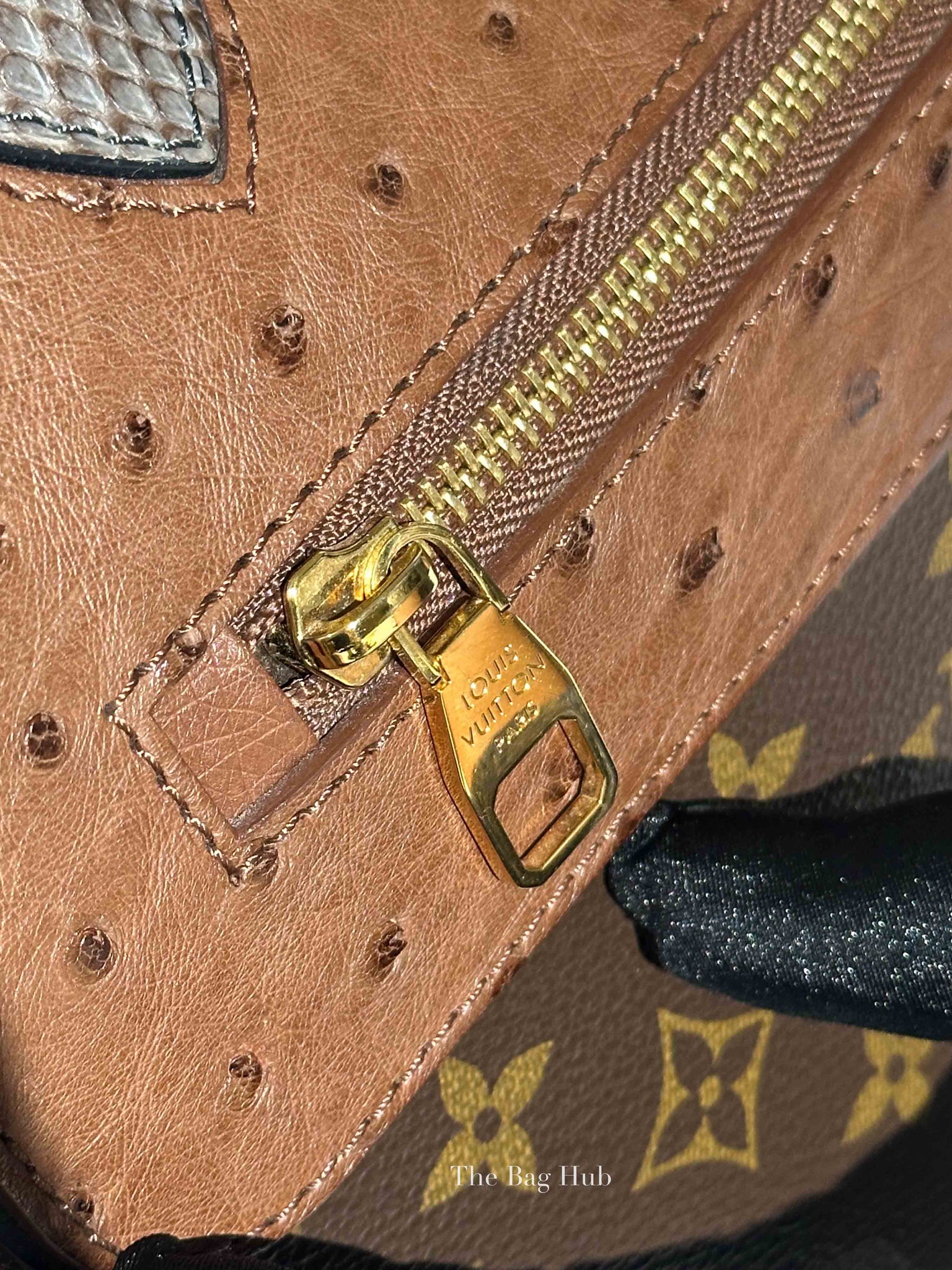 Louis Vuitton Ostrich and Python Monogram Leather Canvas Limited Edition Majestueux MM Bag