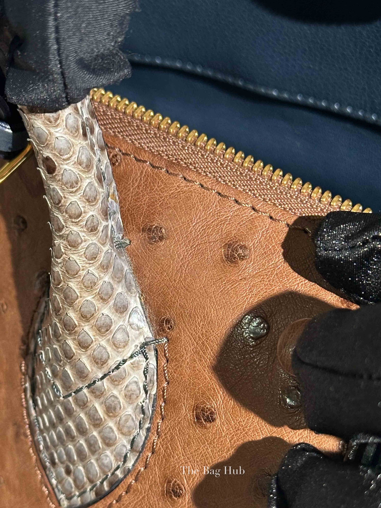 Louis Vuitton Ostrich and Python Monogram Leather Canvas Limited Edition Majestueux MM Bag
