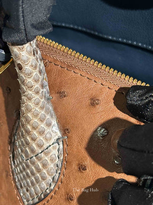 Louis Vuitton Ostrich and Python Monogram Leather Canvas Limited Edition Majestueux MM Bag