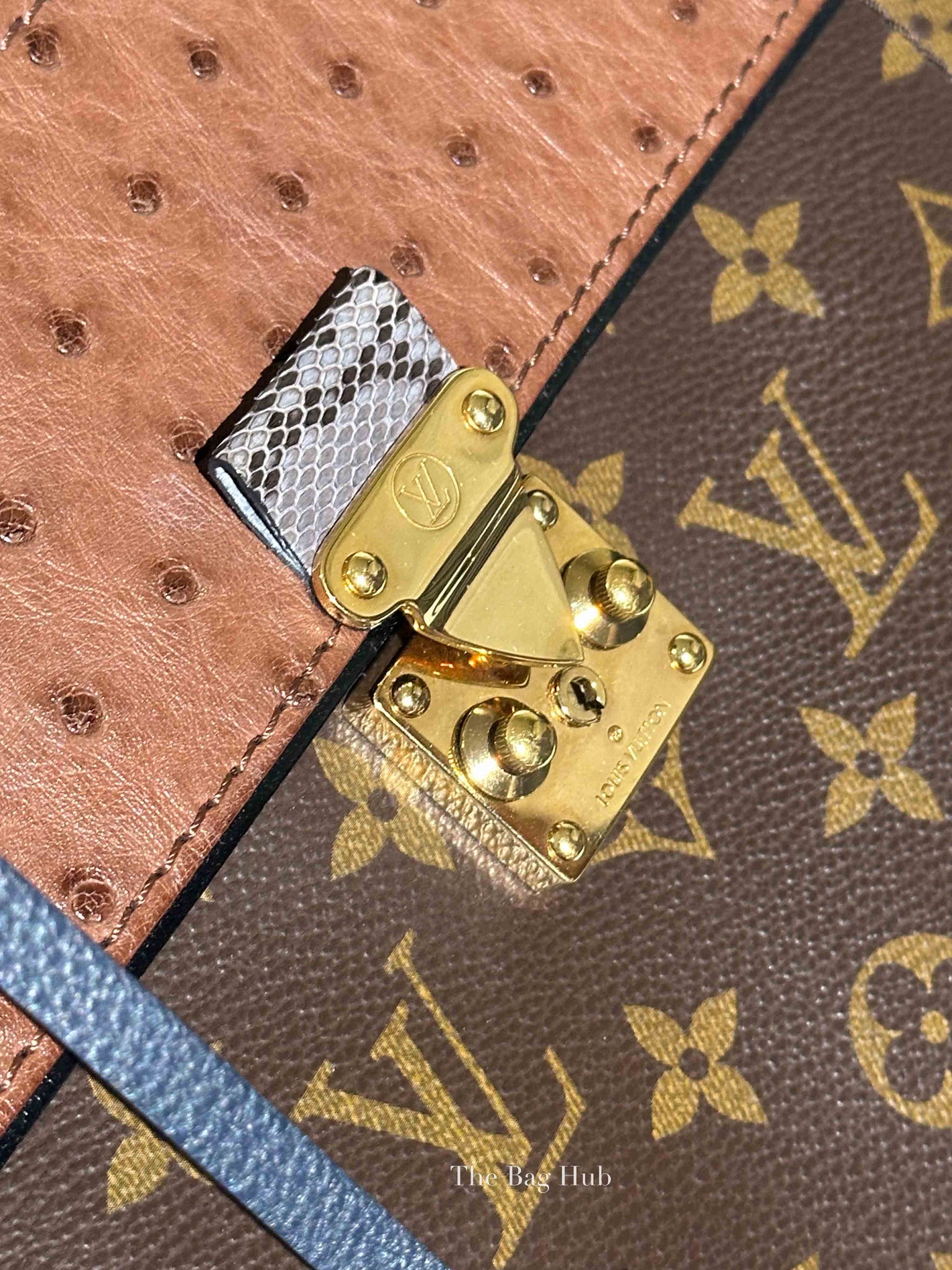 Louis Vuitton Ostrich and Python Monogram Leather Canvas Limited Edition Majestueux MM Bag