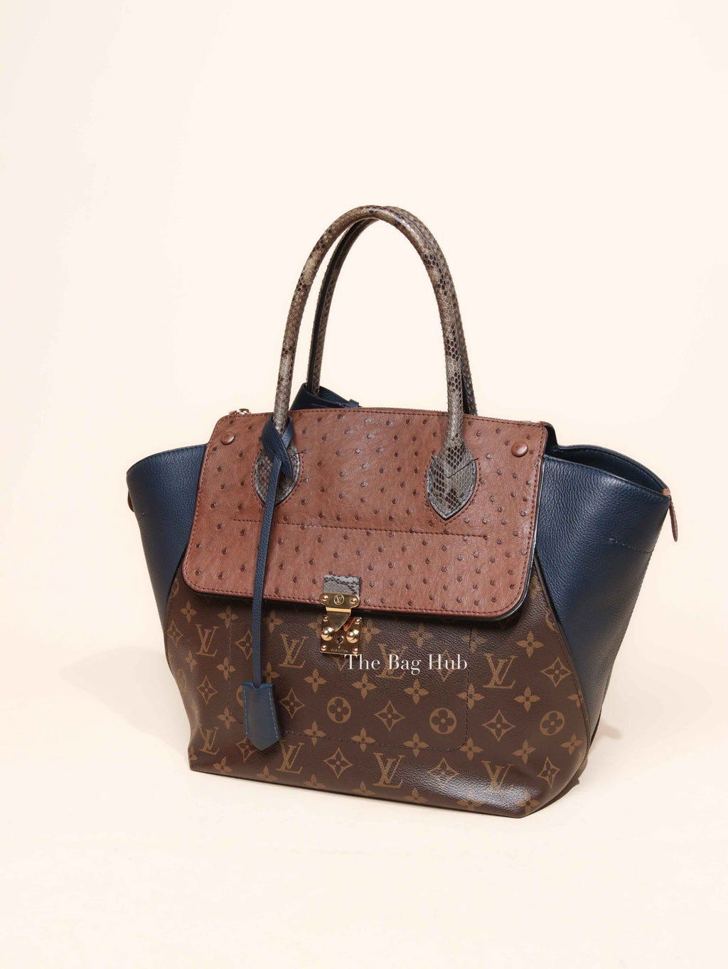Louis Vuitton Ostrich and Python Monogram Leather Canvas Limited Edition Majestueux MM Bag