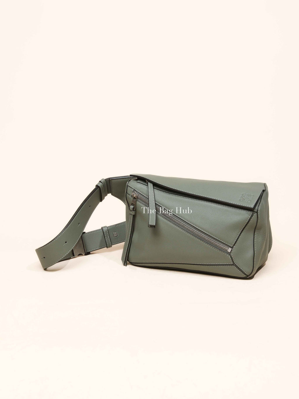 Loewe Dark Sage Leather Puzzle Small Bumbag