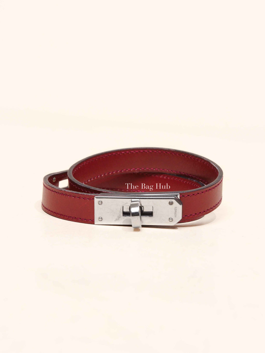 Hermes Rouge H Leather Kelly Choker Necklace PHW