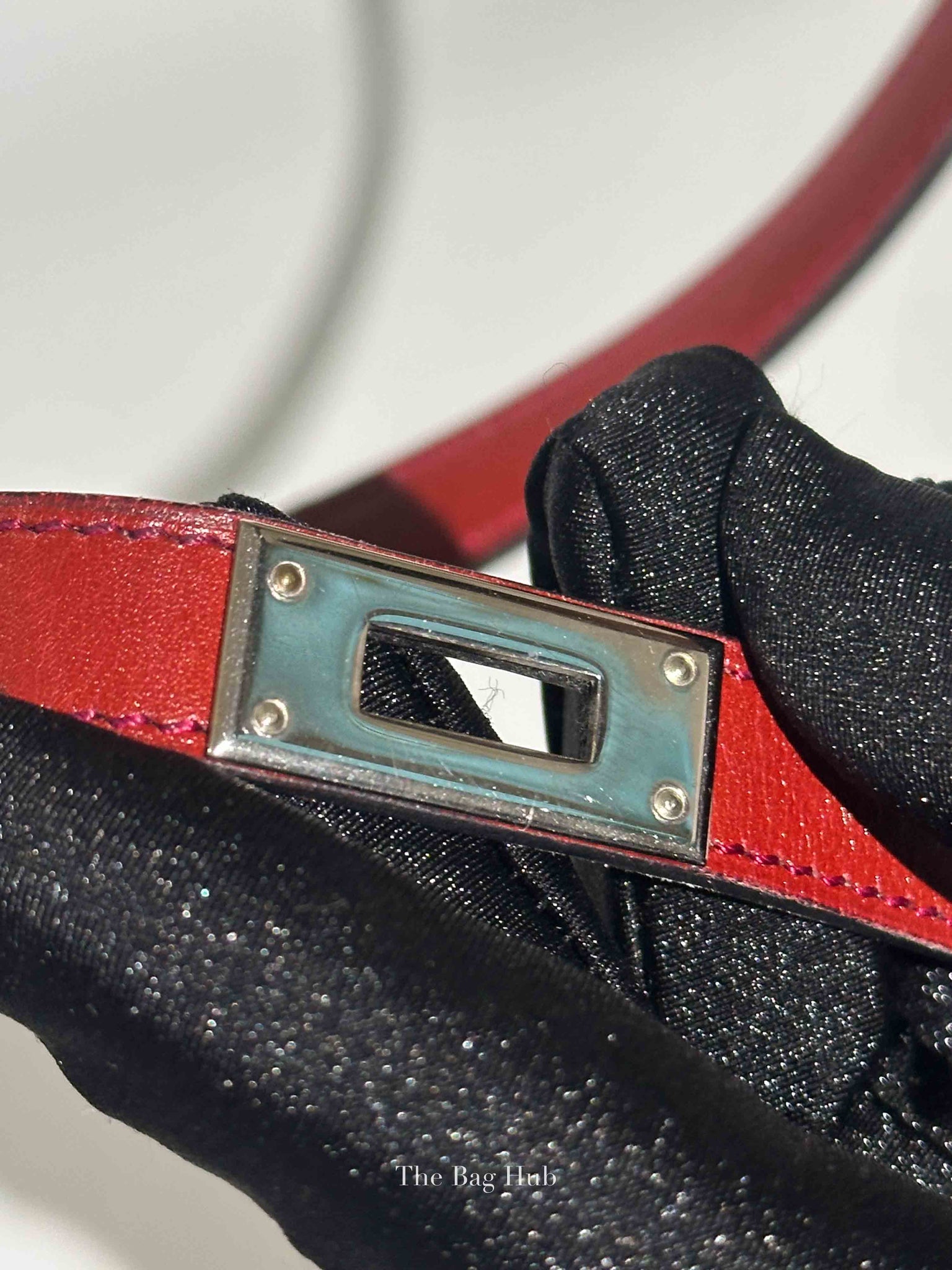 Hermes Rouge H Leather Kelly Choker Necklace PHW