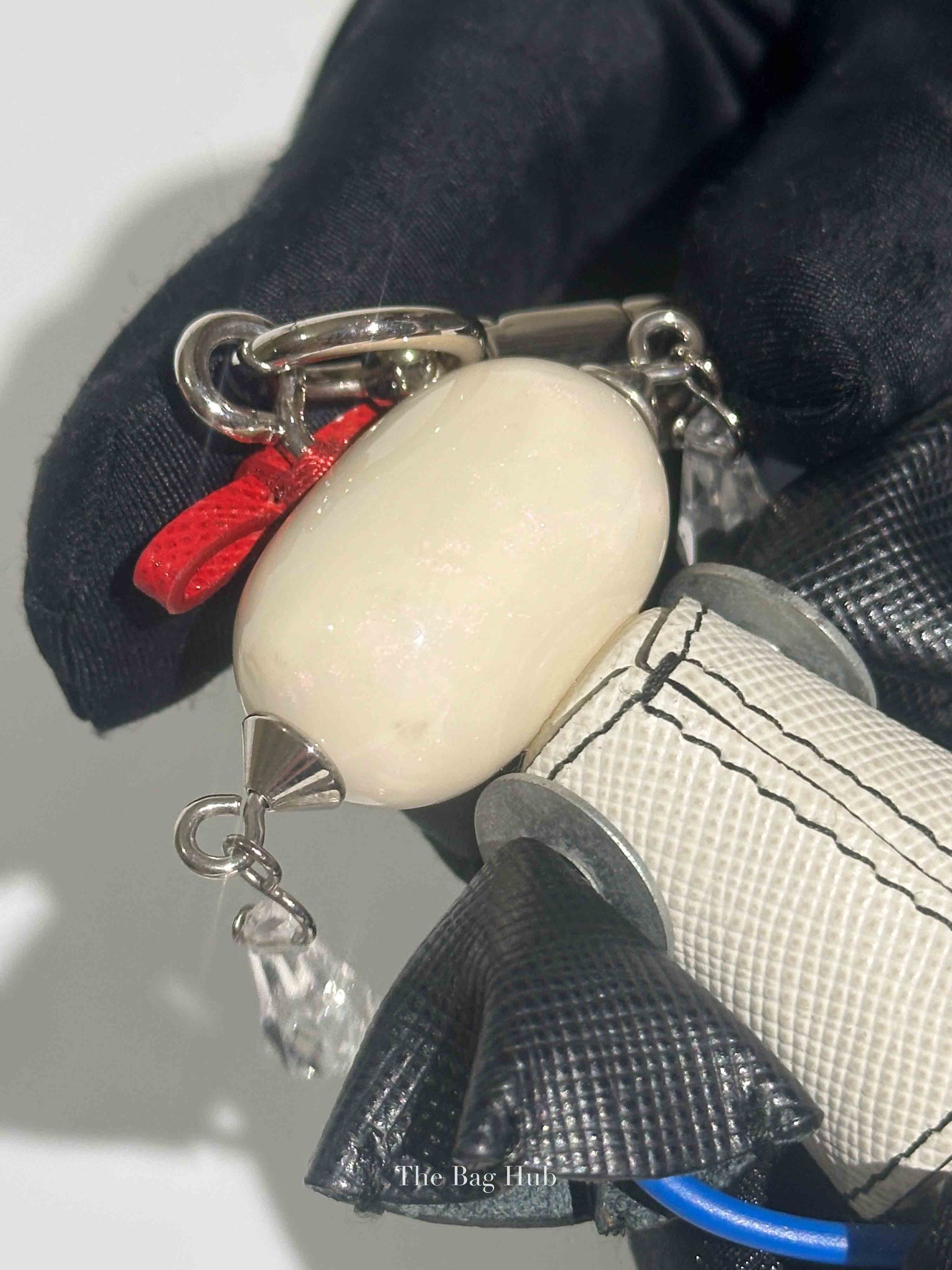 Prada Gold/Silver Toned Metal/Leather Robot Bag Charm