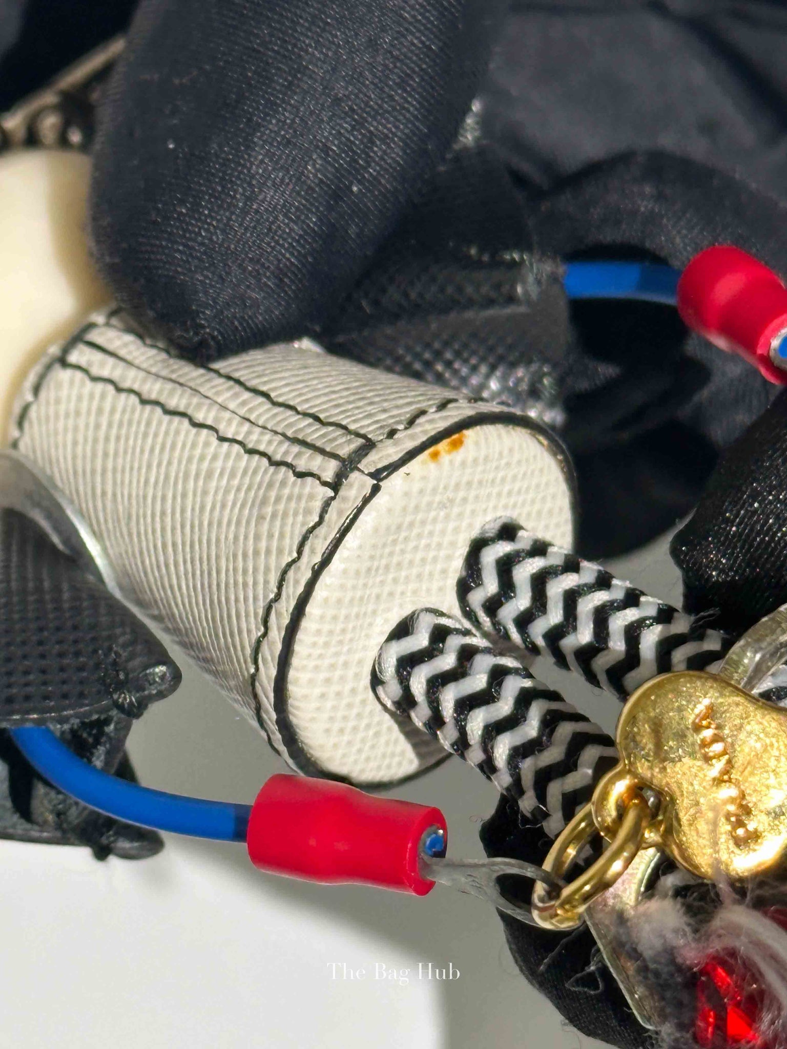 Prada Gold/Silver Toned Metal/Leather Robot Bag Charm