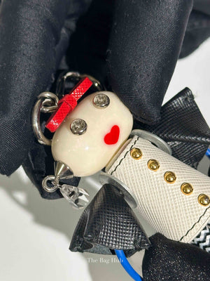 Prada Gold/Silver Toned Metal/Leather Robot Bag Charm