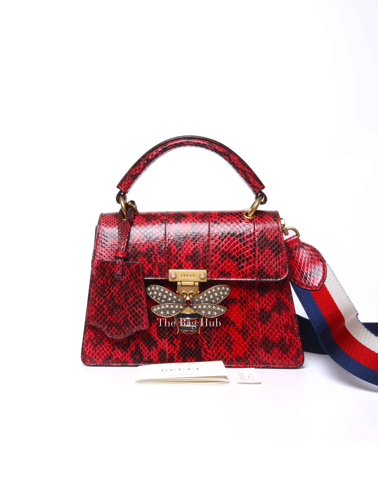 Gucci Red Leather Ayers Queen Margaret Small Top Handle Bag