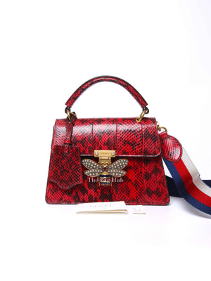 Gucci Red Leather Ayers Queen Margaret Small Top Handle Bag