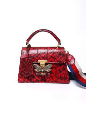 Gucci Red Leather Ayers Queen Margaret Small Top Handle Bag
