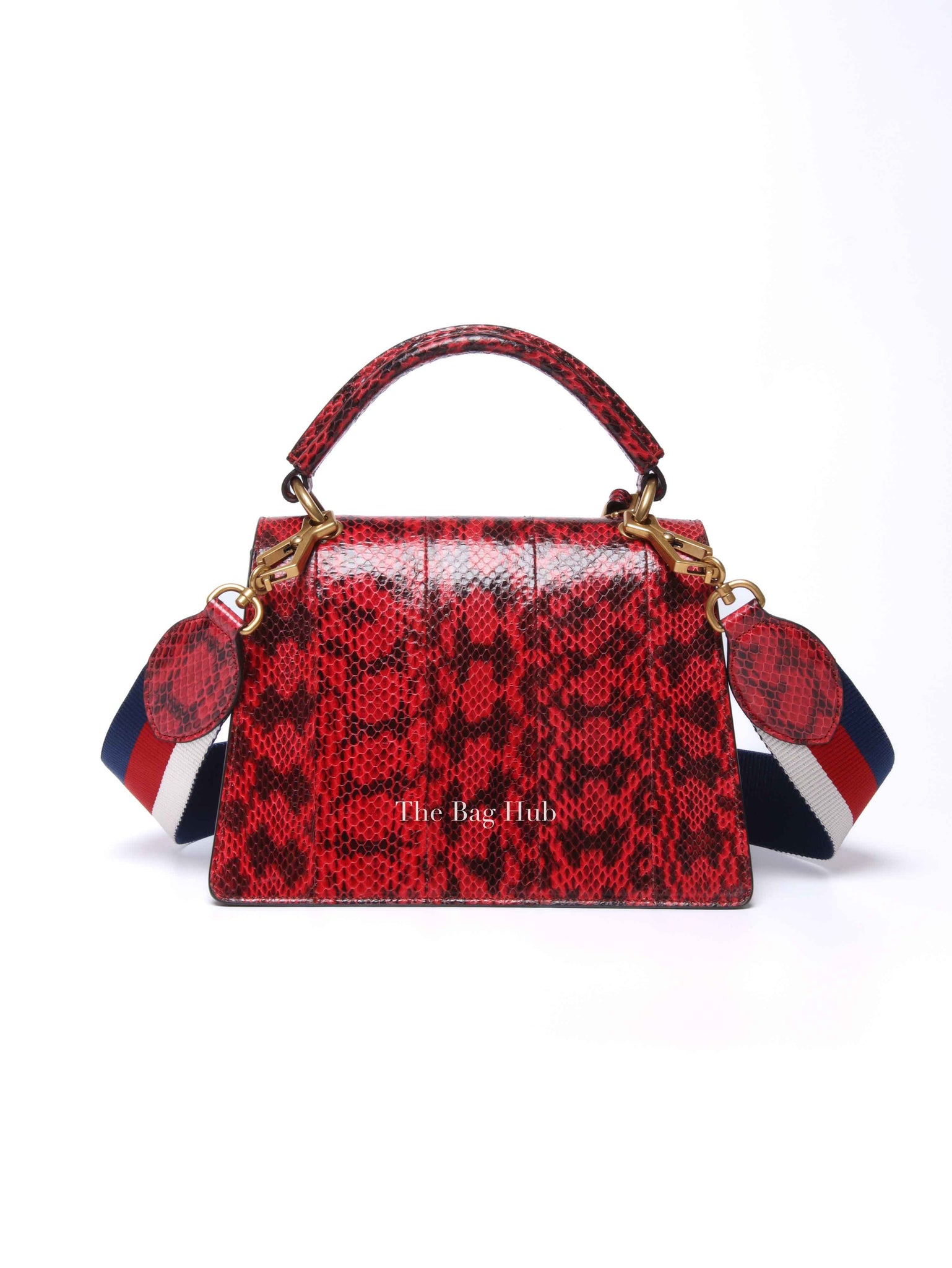 Gucci Red Leather Ayers Queen Margaret Small Top Handle Bag
