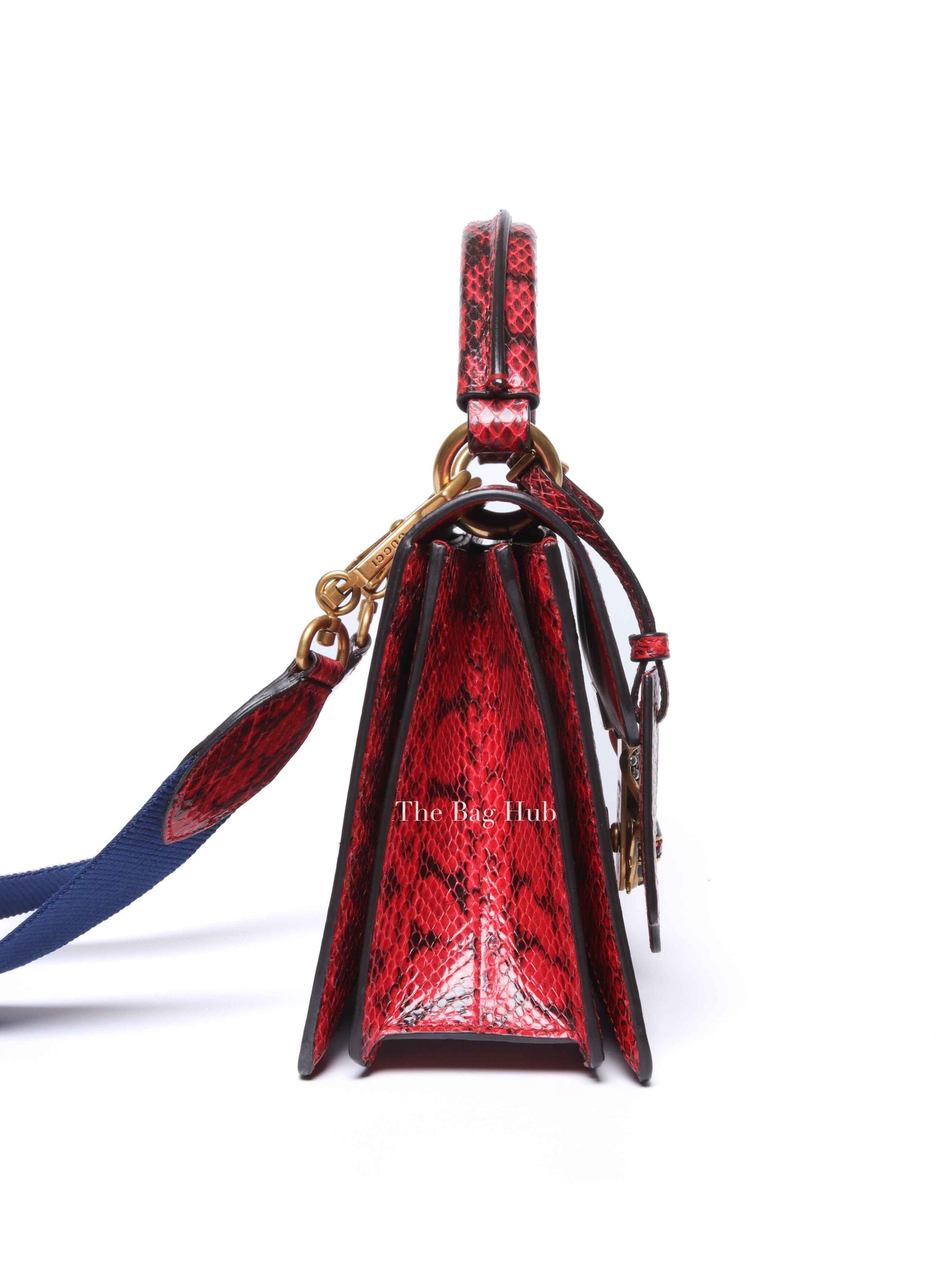 Gucci Red Leather Ayers Queen Margaret Small Top Handle Bag