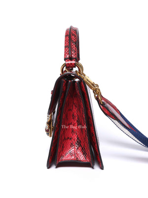 Gucci Red Leather Ayers Queen Margaret Small Top Handle Bag