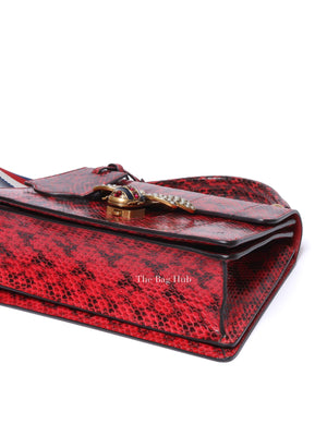 Gucci Red Leather Ayers Queen Margaret Small Top Handle Bag