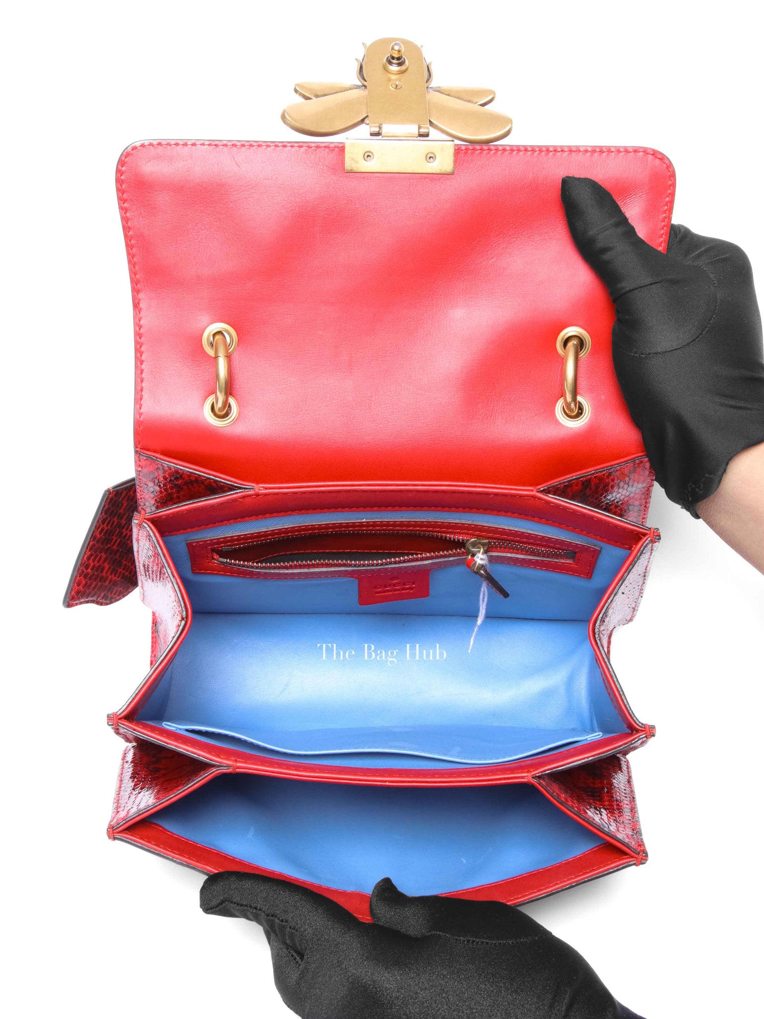 Gucci Red Leather Ayers Queen Margaret Small Top Handle Bag
