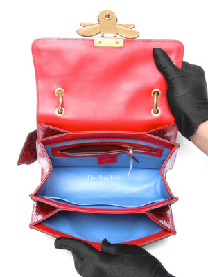 Gucci Red Leather Ayers Queen Margaret Small Top Handle Bag