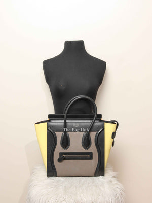 Celine Tri-Color Drummed Calfskin/Suede Micro Luggage Bag