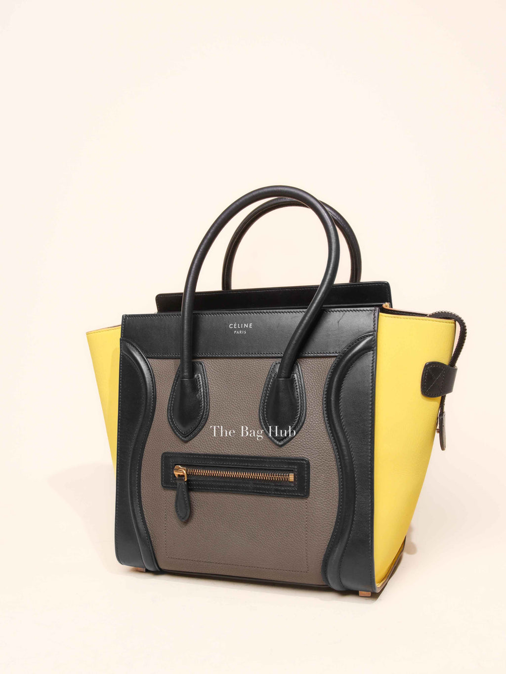 Celine Tri-Color Drummed Calfskin/Suede Micro Luggage Bag