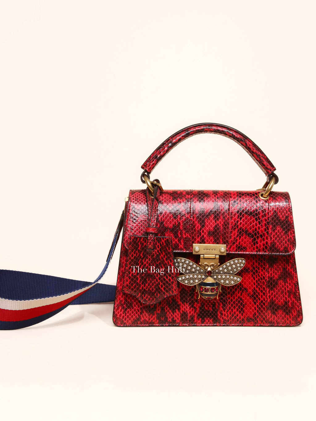 Gucci Red Leather Ayers Queen Margaret Small Top Handle Bag