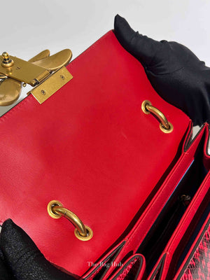 Gucci Red Leather Ayers Queen Margaret Small Top Handle Bag