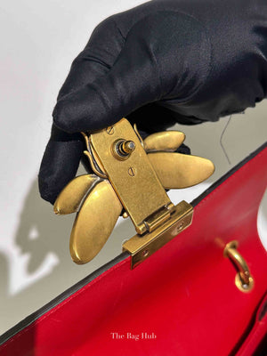 Gucci Red Leather Ayers Queen Margaret Small Top Handle Bag