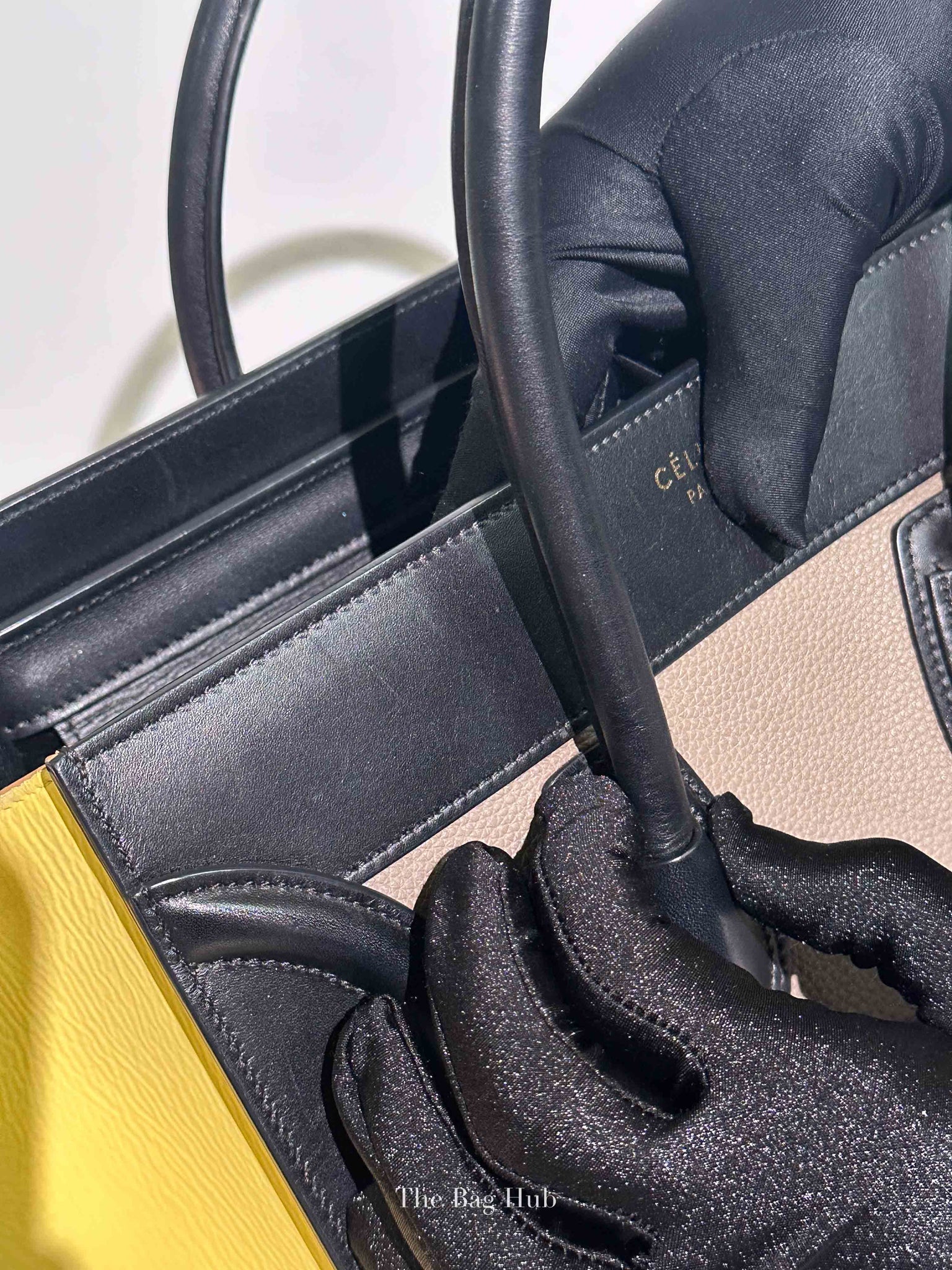 Celine Tri-Color Drummed Calfskin/Suede Micro Luggage Bag