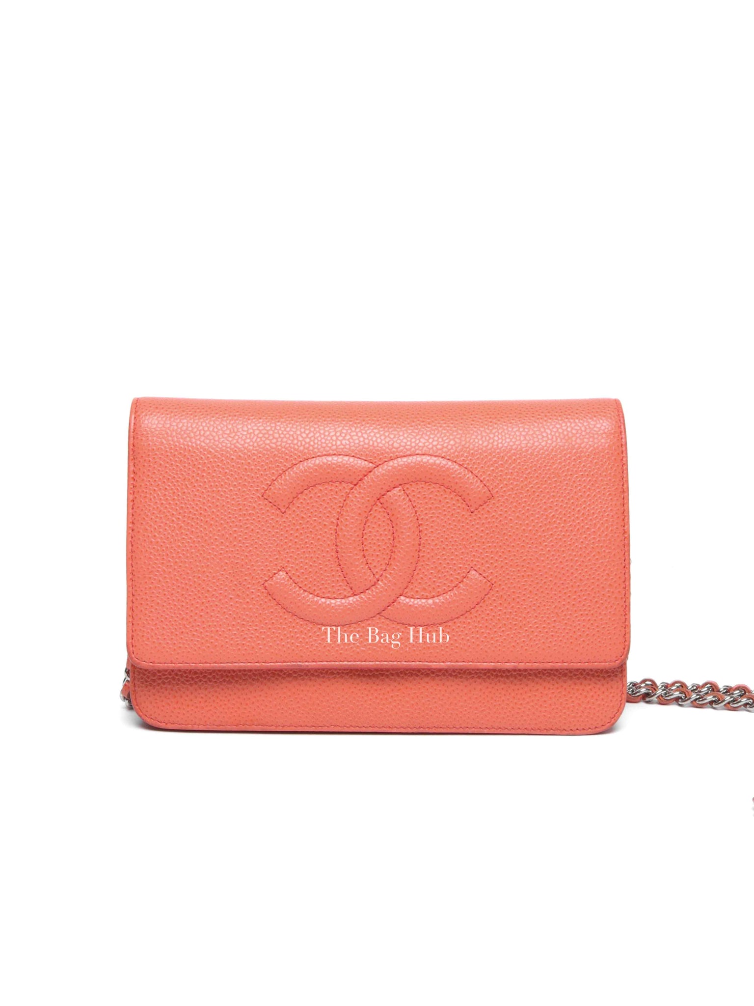 Chanel Coral Caviar Timeless CC Wallet On Chain SHW
