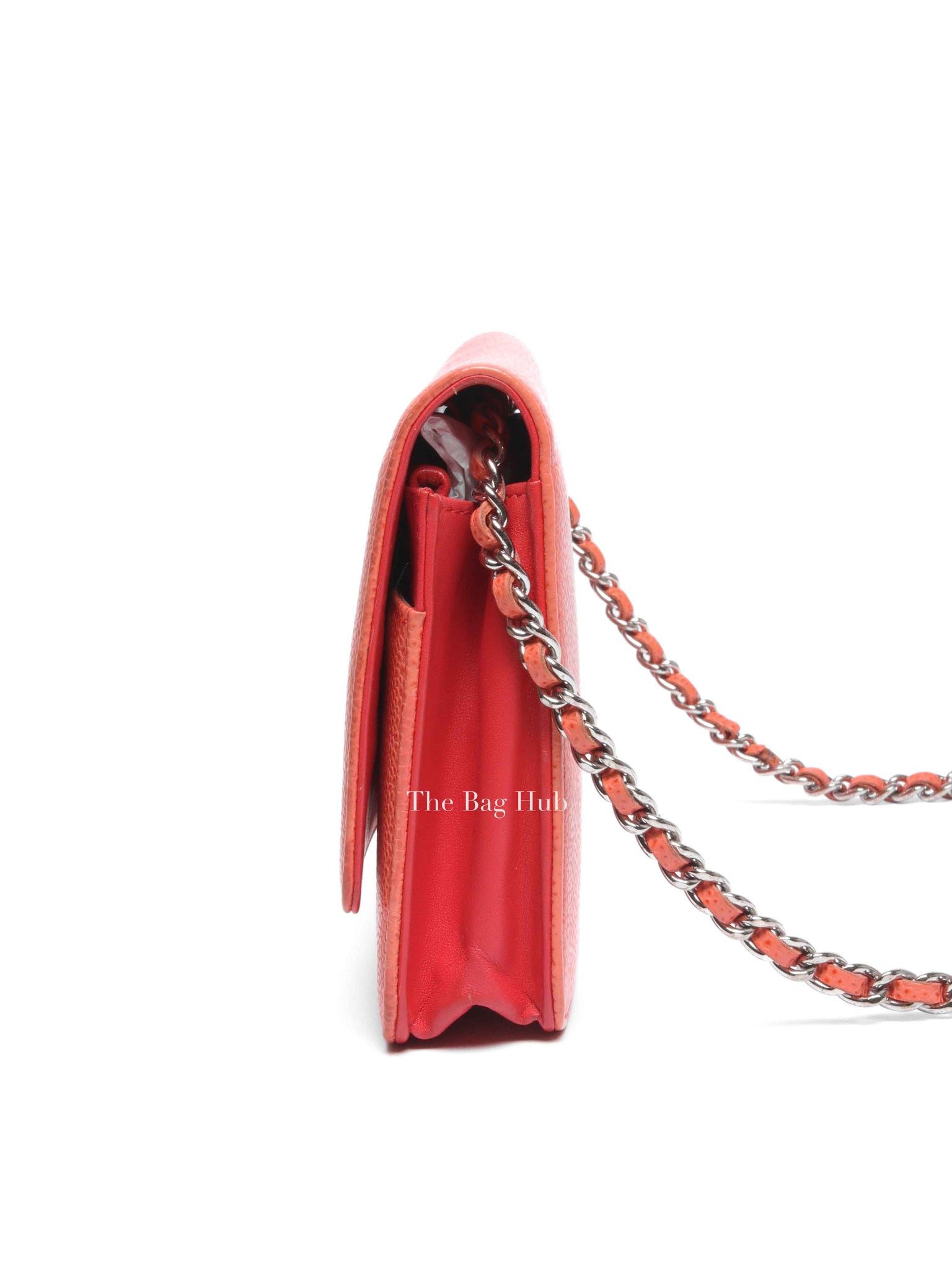Chanel Coral Caviar Timeless CC Wallet On Chain SHW