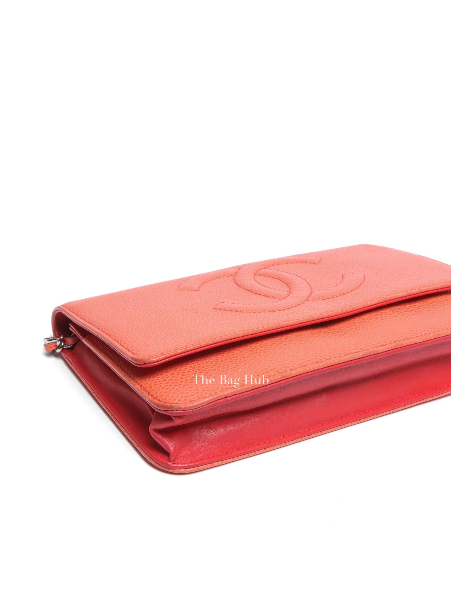 Chanel Coral Caviar Timeless CC Wallet On Chain SHW