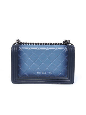 Chanel Blue Calfskin Ombre Faded Quilted New Medium Boy Flap Bag RHW