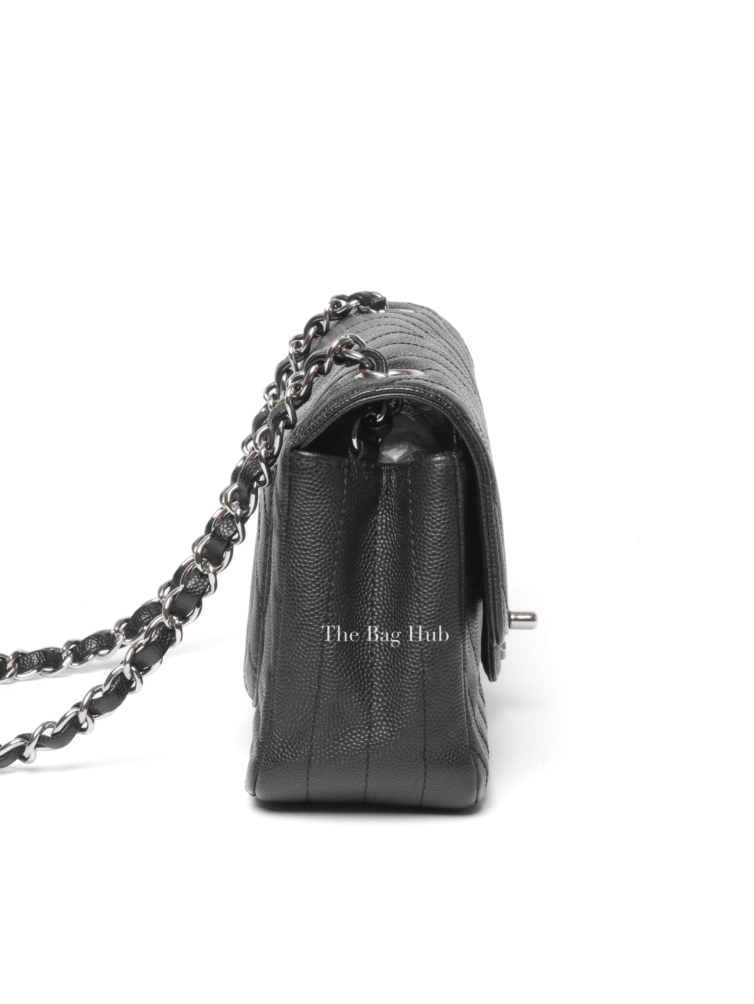 Chanel Black Caviar Chevron Rectangular Mini Flap Bag SHW