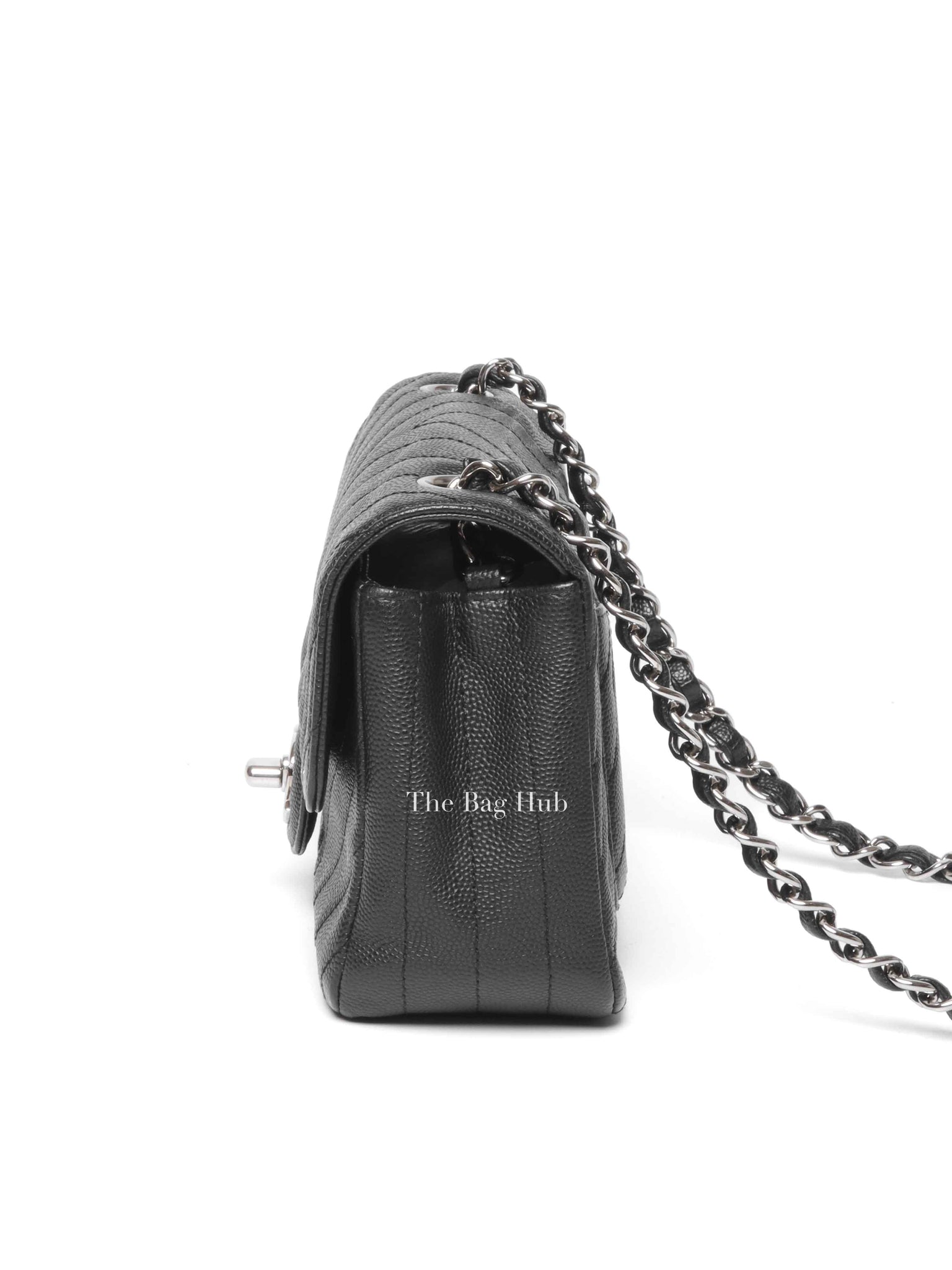 Chanel Black Caviar Chevron Rectangular Mini Flap Bag SHW