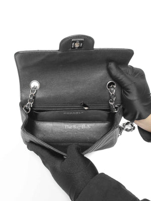 Chanel Black Caviar Chevron Rectangular Mini Flap Bag SHW