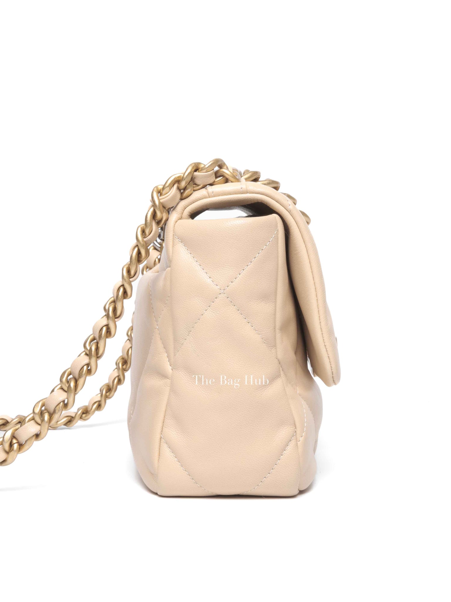 Chanel Beige Lambskin Quilted Medium C19 Bag