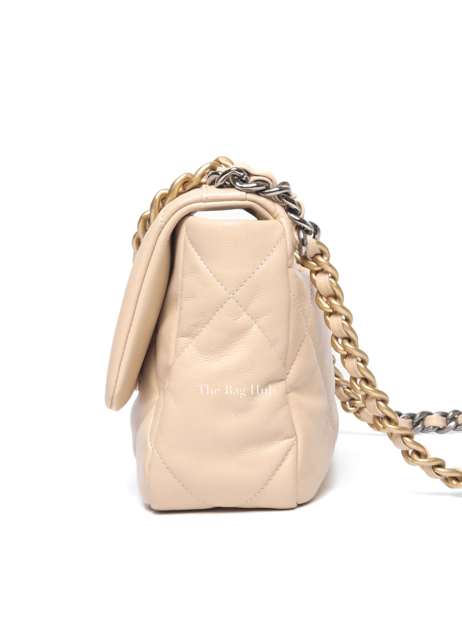 Chanel Beige Lambskin Quilted Medium C19 Bag