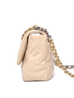 Chanel Beige Lambskin Quilted Medium C19 Bag