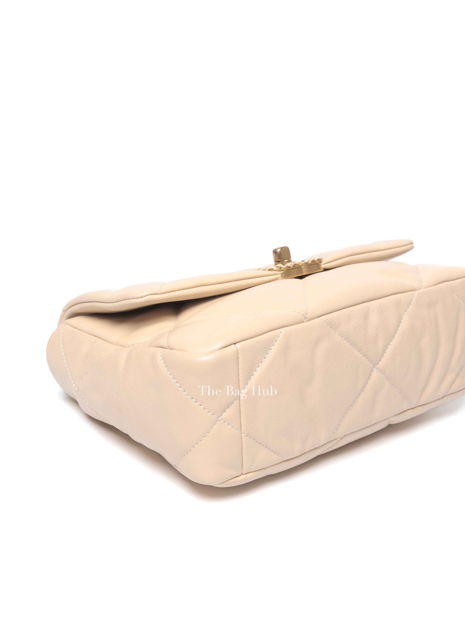 Chanel Beige Lambskin Quilted Medium C19 Bag