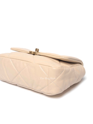 Chanel Beige Lambskin Quilted Medium C19 Bag