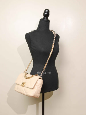 Chanel Beige Lambskin Quilted Medium C19 Bag