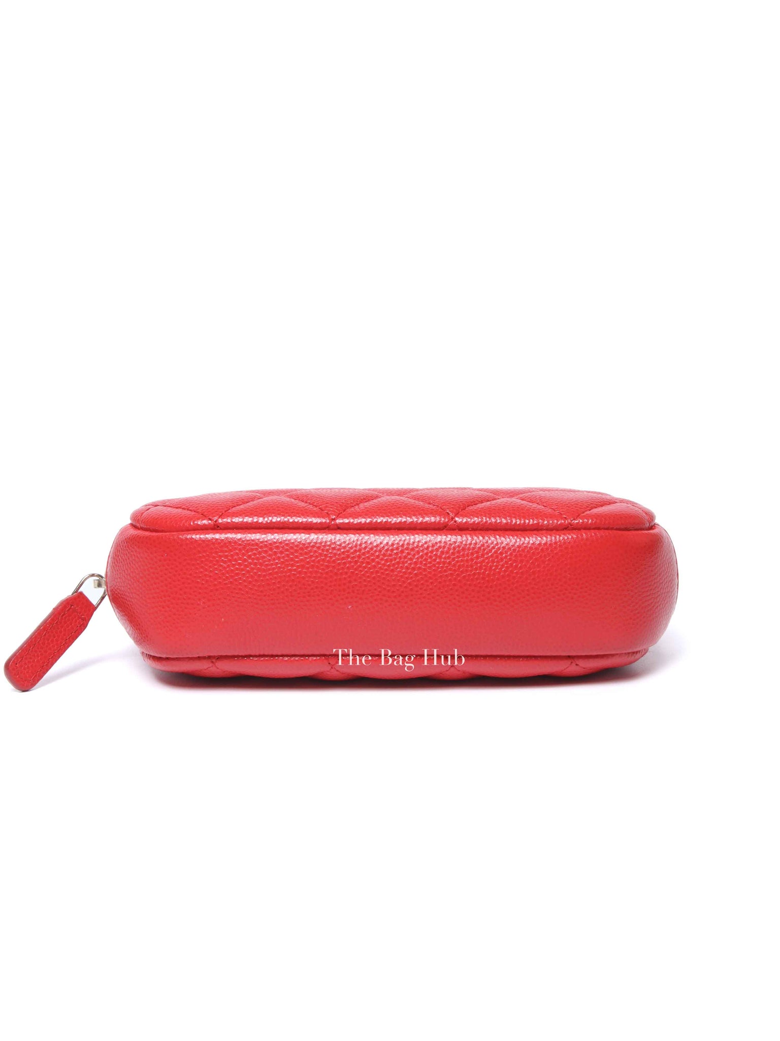 Chanel Red Caviar Quilted Curvy Small Cosmetic Pouch GHW